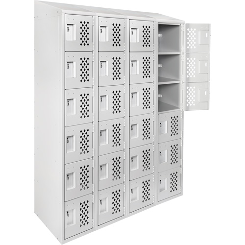 Assembled Clean Line Perforated Economy Lockers, 6 -tier, Bank of 4, 18" x 72" x 12", Steel FMT Sales Ltd