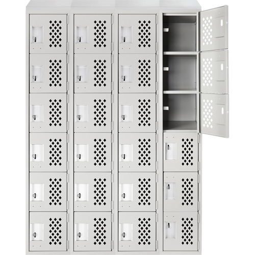 Assembled Clean Line Perforated Economy Lockers, 6 -tier, Bank of 4, 18" x 72" x 12", Steel FMT Sales Ltd