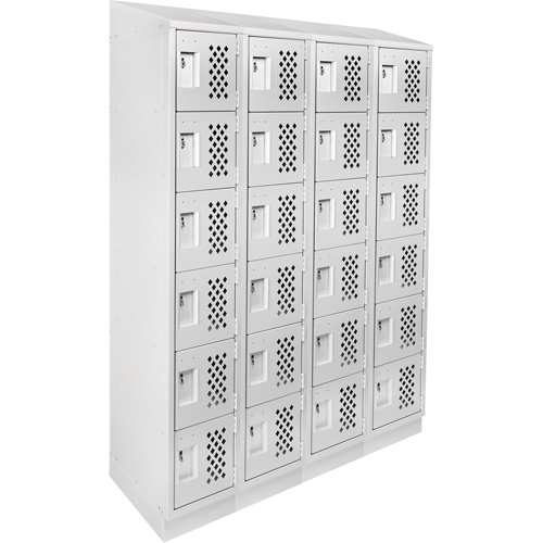 Assembled Clean Line Perforated Economy Lockers, 6 -tier, Bank of 4, 18" x 72" x 12", Steel FMT Sales Ltd