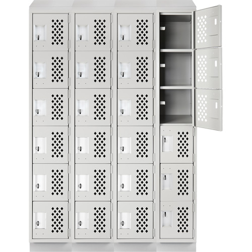 Assembled Clean Line Perforated Economy Lockers, 6 -tier, Bank of 4, 18" x 72" x 12", Steel FMT Sales Ltd