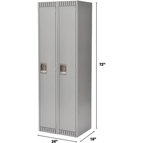 Lockers, Bank of 2, 24" x 18" x 72", Steel, Grey, Knocked Down FMT Sales Ltd