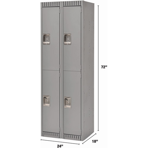 Casiers, 2 niveaux, Bloc de 2, 24" x 18" x 72", Acier, Gris, Rivet (assembl&eacute;) FMT Sales Ltd
