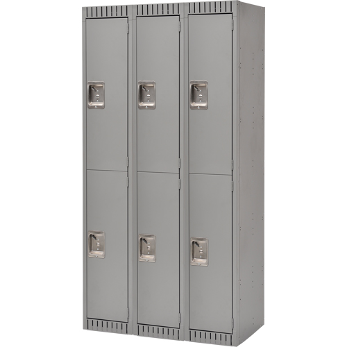 Casiers, 2 niveaux, Bloc de 3, 36" x 18" x 72", Acier, Gris, Rivet (assembl&eacute;) FMT Sales Ltd
