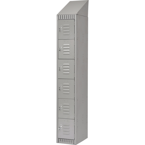 Lockers, 6 -tier, 12" x 18" x 82", Steel, Grey, Knocked Down FMT Sales Ltd