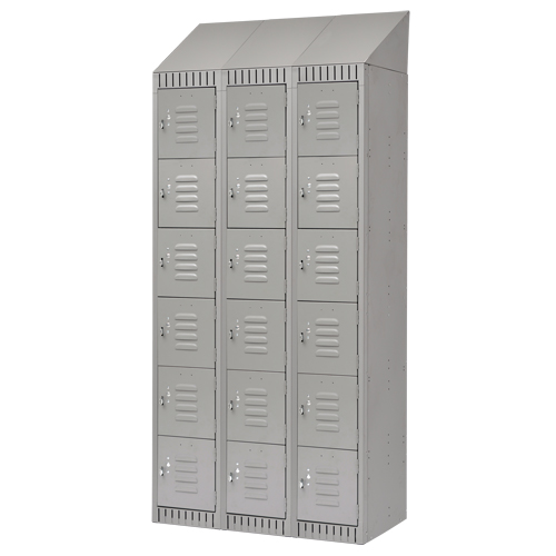 Lockers, 6 -tier, Bank of 3, 36" x 18" x 82", Steel, Grey, Knocked Down FMT Sales Ltd