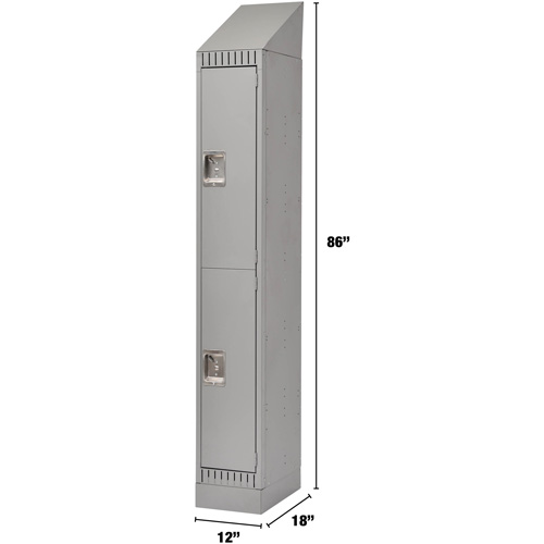 Lockers, 2 -tier, 12" x 18" x 86", Steel, Grey, Knocked Down FMT Sales Ltd