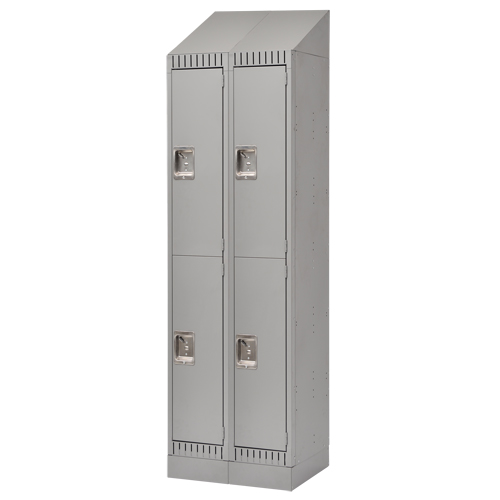 Casiers assembl&eacute;s, 2 niveaux, Bloc de 2, 24" x 18" x 72", Acier, Gris, Rivet (assembl&eacute;) FMT Sales Ltd
