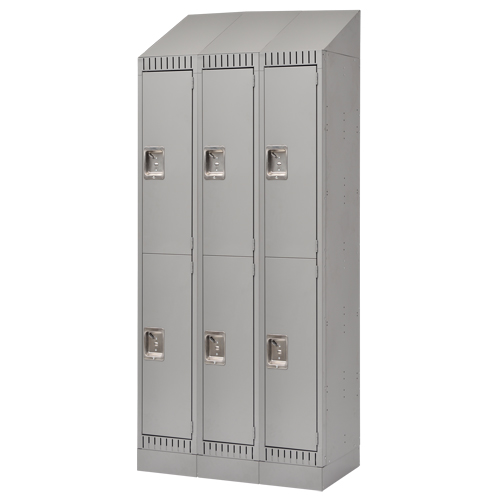 Casiers, 2 niveaux, Bloc de 3, 36" x 18" x 86", Acier, Gris, D&eacute;mont&eacute; FMT Sales Ltd