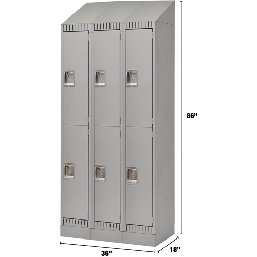 Casiers, 2 niveaux, Bloc de 3, 36" x 18" x 86", Acier, Gris, D&eacute;mont&eacute; FMT Sales Ltd