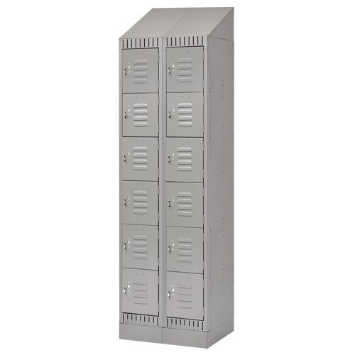 Lockers, 6 -tier, Bank of 2, 24" x 18" x 86", Steel, Grey, Knocked Down FMT Sales Ltd