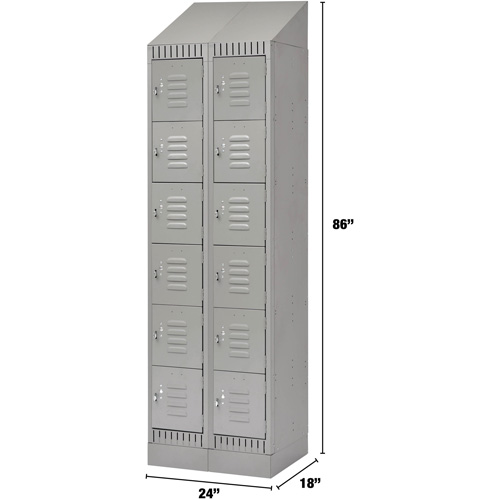 Lockers, 6 -tier, Bank of 2, 24" x 18" x 86", Steel, Grey, Knocked Down FMT Sales Ltd