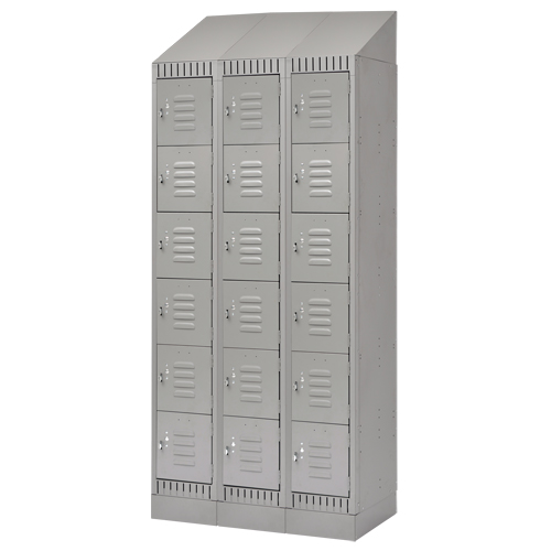 Lockers, 6 -tier, Bank of 3, 36" x 18" x 86", Steel, Grey, Knocked Down FMT Sales Ltd