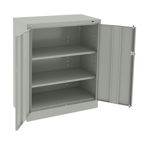 Counter High Cabinet, Steel, 2 Shelves, 42" H x 36" W x 18" D, Light Grey FMT Sales Ltd