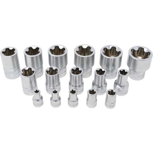 Jeu de douilles TORX EPR &agrave; 5 pans, 16 Morceaux, Prise de 1/4"/3/8"/1/2" FMT Sales Ltd