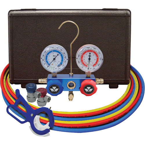 Jeu de manom&egrave;tres collecteurs pour automobile avec coupleurs manuels et robinet perce-canette lat&eacute;rale 3 en 1 FMT Sales Ltd