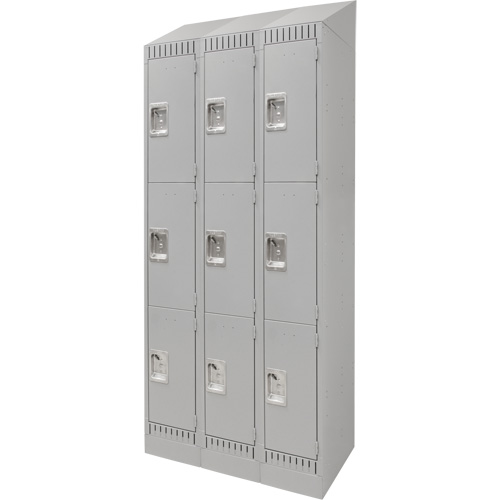 Lockers, 3 -tier, Bank of 3, 36" x 18" x 86", Steel, Grey, Knocked Down FMT Sales Ltd