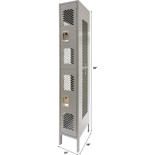 Vented Lockers, 2 -tier, 12" x 18" x 78", Steel, Grey, Knocked Down, Perforated FMT Sales Ltd
