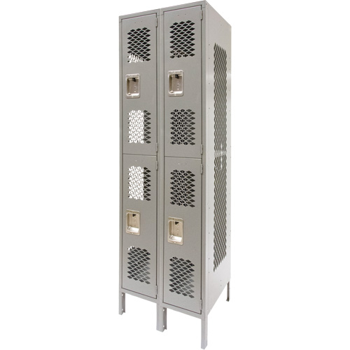 Casiers ventil&eacute;s, 2 niveaux, Bloc de 2, 24" x 18" x 78", Acier, Gris, D&eacute;mont&eacute;, Perfor&eacute; FMT Sales Ltd