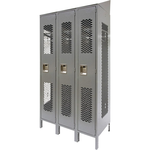 Casiers ventil&eacute;s, Bloc de 3, 36" x 18" x 88", Acier, Gris, D&eacute;mont&eacute;, Perfor&eacute; FMT Sales Ltd