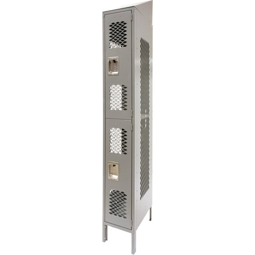 Vented Lockers, 2 -tier, 12" x 18" x 88", Steel, Grey, Knocked Down, Perforated FMT Sales Ltd