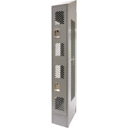 Vented Lockers, 2 -tier, 12" x 18" x 88", Steel, Grey, Knocked Down, Perforated FMT Sales Ltd