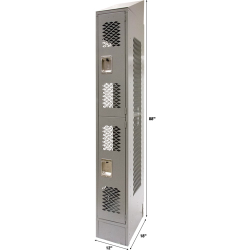 Vented Lockers, 2 -tier, 12" x 18" x 88", Steel, Grey, Knocked Down, Perforated FMT Sales Ltd
