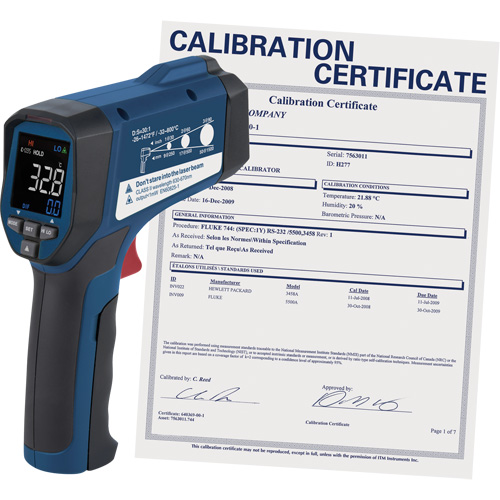 Thermom&egrave;tre &agrave; infrarouge professionnel avec certificat de calibration, -26 - 1472° F ( -32 - 800° C ), 30:1, &eacute;missivit&eacute; Ajustable FMT Sales Ltd