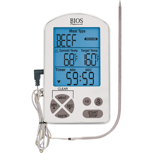Premium Meat Thermometer & Timer, Contact, Digital, -4-122°F (-20-50°C) FMT Sales Ltd