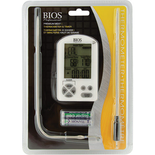 Premium Meat Thermometer & Timer, Contact, Digital, -4-122°F (-20-50°C) FMT Sales Ltd