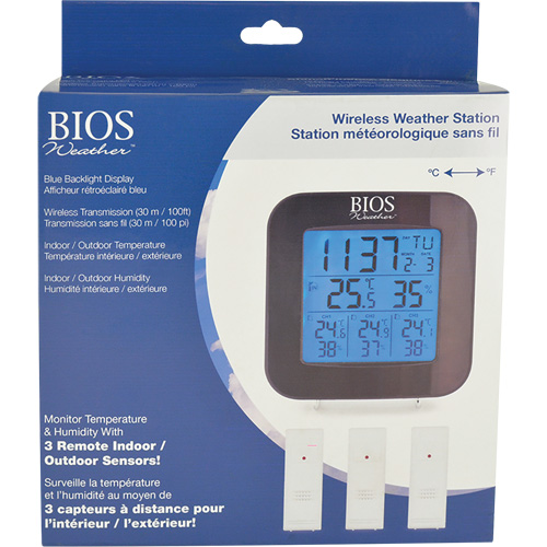 Wireless Weather Station with 3 Sensors, Non-Contact, Digital, 40-158°F (-40-70°C) FMT Sales Ltd