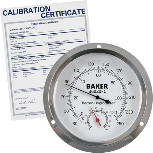 Thermo-hygrom&egrave;tre &agrave; cadran avec certificat ISO, 0,0% - 100% RH, 30 - 250°F (0 - 120°C) FMT Sales Ltd