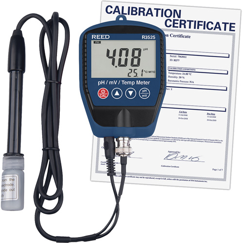 pH/mV-m&egrave;tre avec temp&eacute;rature, comprend un certificat de calibration FMT Sales Ltd