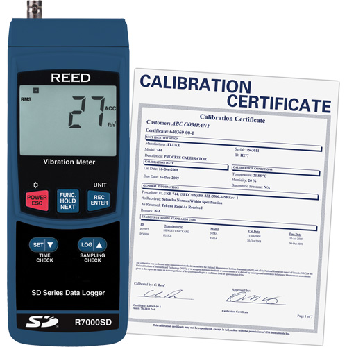 Vibrom&egrave;tre &agrave; enregistrement de donn&eacute;es avec certificat de calibration, 10% - 85% HR, 32°- 122° F ( 0° - 50° C ) FMT Sales Ltd