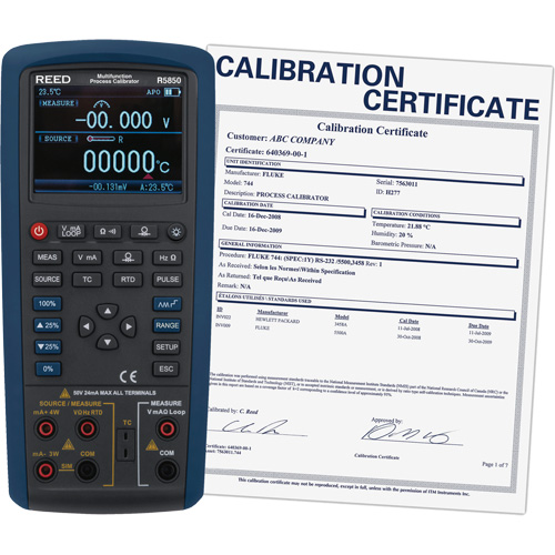 &eacute;talonneur de processus multifonctions avec certification de calibration, Sans enregistrement des donn&eacute;es, Portatif, 5 proc&eacute;d&eacute;s FMT Sales Ltd