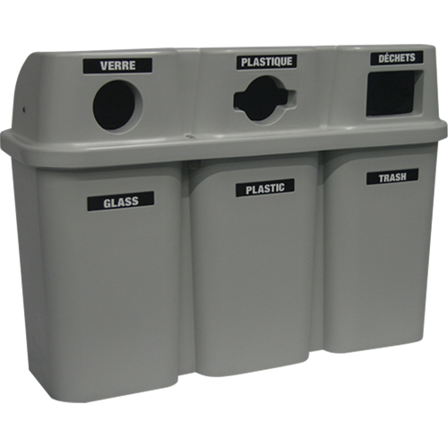 Contenants de recyclage Bullseye, Bord de rue, Plastique, 3 x 22 gal. US FMT Sales Ltd