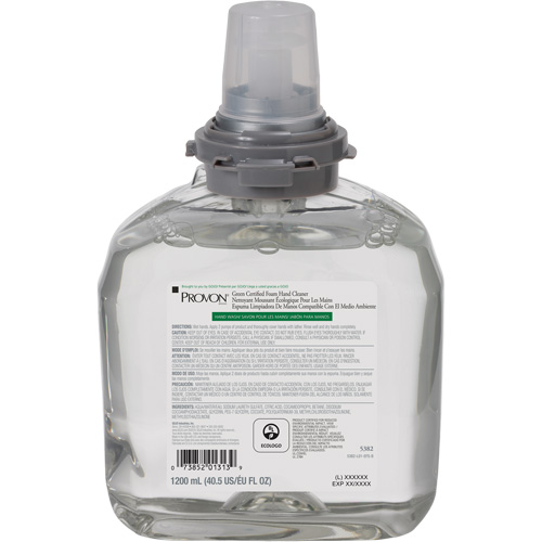 Savon pour les mains certifi&eacute; vert pour distributeur PROVON TFX, Mousse, 1200 ml, Parfum&eacute; FMT Sales Ltd