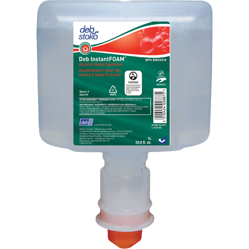 InstantFoam&reg; Sanitizer, 1000 ml, Cartridge Refill, 72% Alcohol FMT Sales Ltd