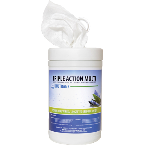 Lingettes d&eacute;sinfectantes Triple Action Multi, 7" x 8", 120 lingettes FMT Sales Ltd