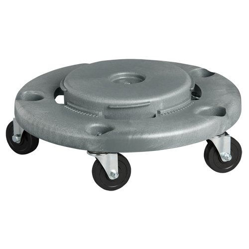 Socle roulant pour contenant &agrave; d&eacute;chets, Poly&eacute;thyl&egrave;ne, Gris, Convient aux contenants 24" dia. FMT Sales Ltd