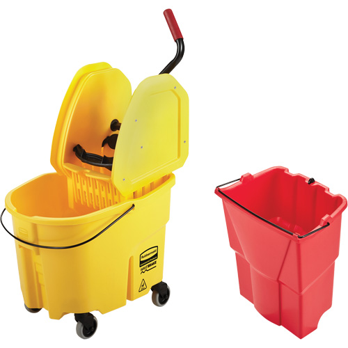 Ensemble de seau pour vadrouille et essoreuse WaveBrake, Pression vers le bas, 8,75 gal. US (35 pintes), Jaune FMT Sales Ltd