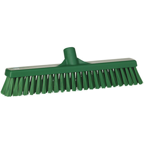 Combo Bristle Push Broom Head, Coarse/Fine Bristles, 16-1/2", Polyester, Green FMT Sales Ltd