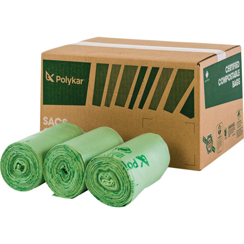 Certified Compostable Bags, Regular, 17" L x 17" W, Green, 10 L (3 Gal.) Capacity FMT Sales Ltd