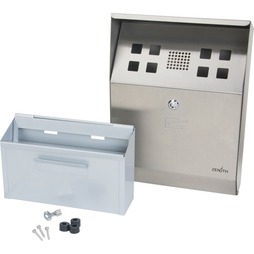Cendrier, Montage mural, Acier inoxydable, Capacit&eacute; 1.6 Litres, Hauteur 13-4/5" FMT Sales Ltd