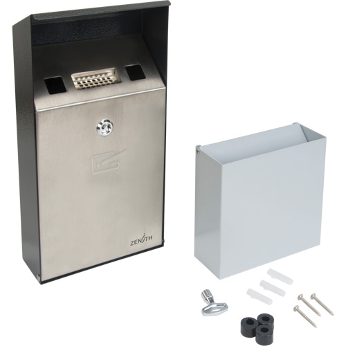 Cendrier, Montage mural, Acier inoxydable, Capacit&eacute; 1 Litre, Hauteur 11-4/5" FMT Sales Ltd