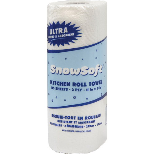 Essuie-tout pour cuisines de premi&egrave;re qualit&eacute; Snow Soft, 2 Pli, 85 Feuilles/rouleau, 8" la, 11" lo FMT Sales Ltd