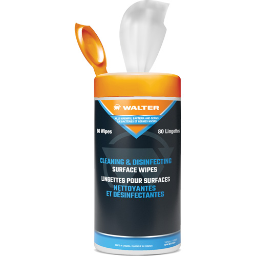 Lingettes pour le nettoyage, d&eacute;sinfection et d&eacute;graissage de surfaces, 12" x 5,5", 80 lingettes FMT Sales Ltd