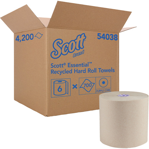 Essential 100% Recycled Brown Hard Roll Towels, 1 Ply, Standard, 700' L FMT Sales Ltd
