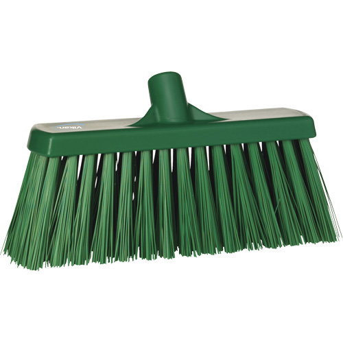 Heavy-Duty Push Broom, Stiff Bristles, 13", Polyester, Green FMT Sales Ltd