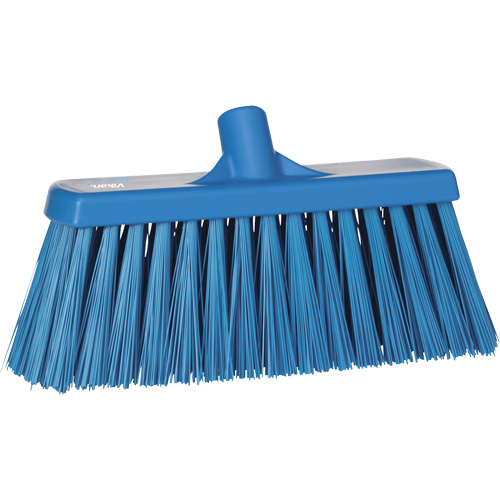 Heavy-Duty Push Broom, Stiff Bristles, 13", Polyester, Blue FMT Sales Ltd
