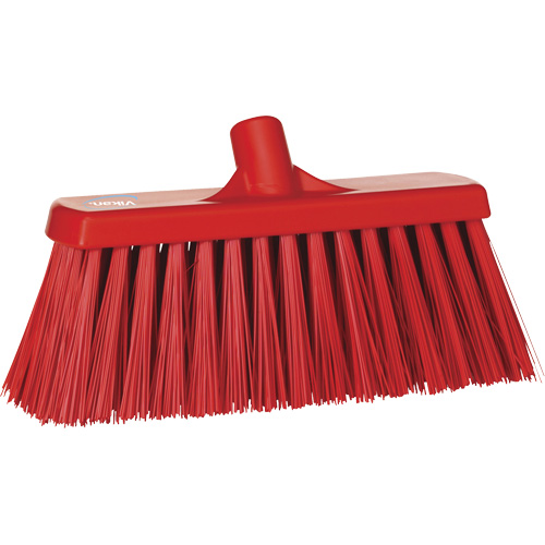 Heavy-Duty Push Broom, Stiff Bristles, 13", Polyester, Red FMT Sales Ltd
